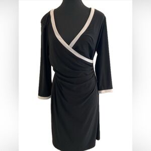 Lauren Ralph Lauren Black Dress with  V-& Ruched Waist.